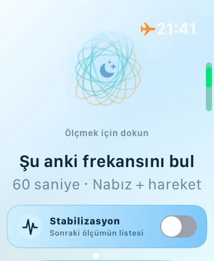 Apple Watch üzerinde güncel MoodMusic ölçüm başlangıcı